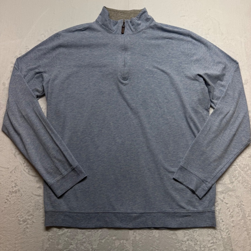 J.McLaughlin Pullover M Blue Pima Cotton Stretch 1/4 Zip Mens Golf Casual Preppy